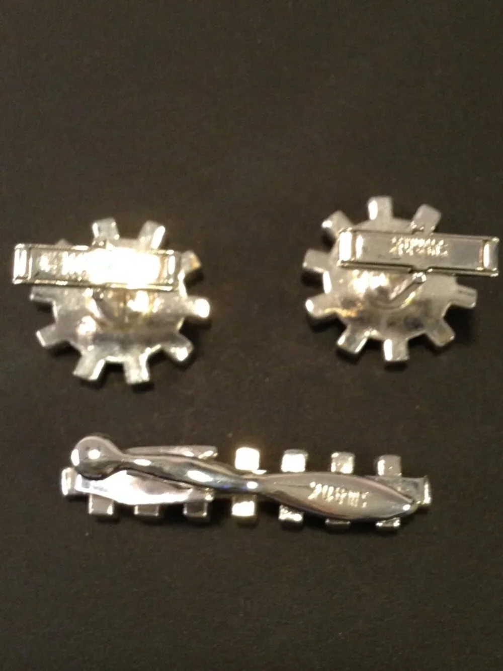 VTG Swank Unique Cuff Links/Tie Tack MCM Cool Avant Garde Atomic Age Sputnik